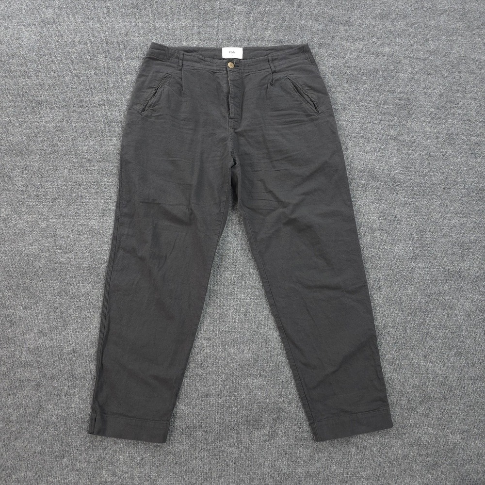 Folk Pants Mens 4 34x28 Black Assembly Linen Blend Chino Tapered Casual Summer